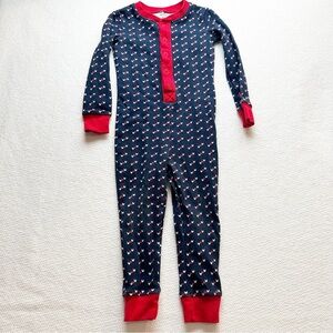 L.L. Bean Navy and Red Toddler One piece pajamas/ layering holiday winter 2T